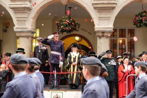 taking salute @ Poppy Launch